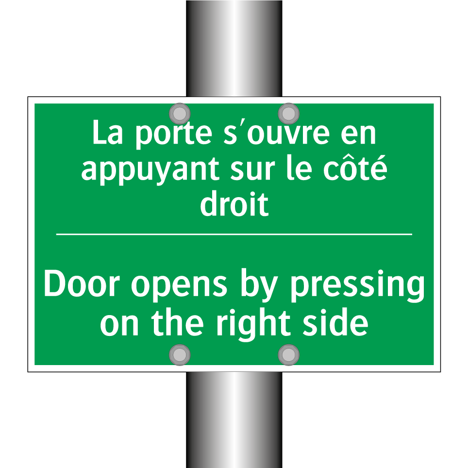 La porte s'ouvre en appuyant sur /.../ - Door opens by pressing on the /.../