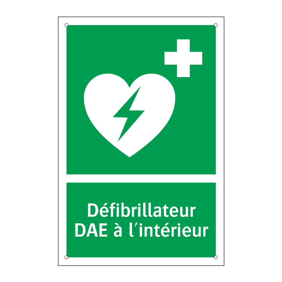Défibrillateur DAE à l'intérieur