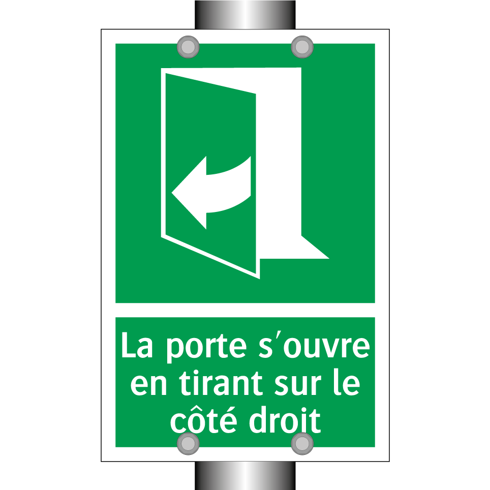 La porte s'ouvre en tirant sur le côté droit