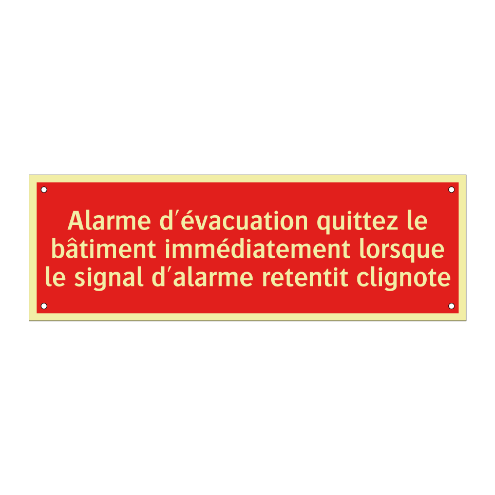 Alarme d'évacuation quittez le bâtiment immédiatement lorsque le signal d'alarme retentit clignote