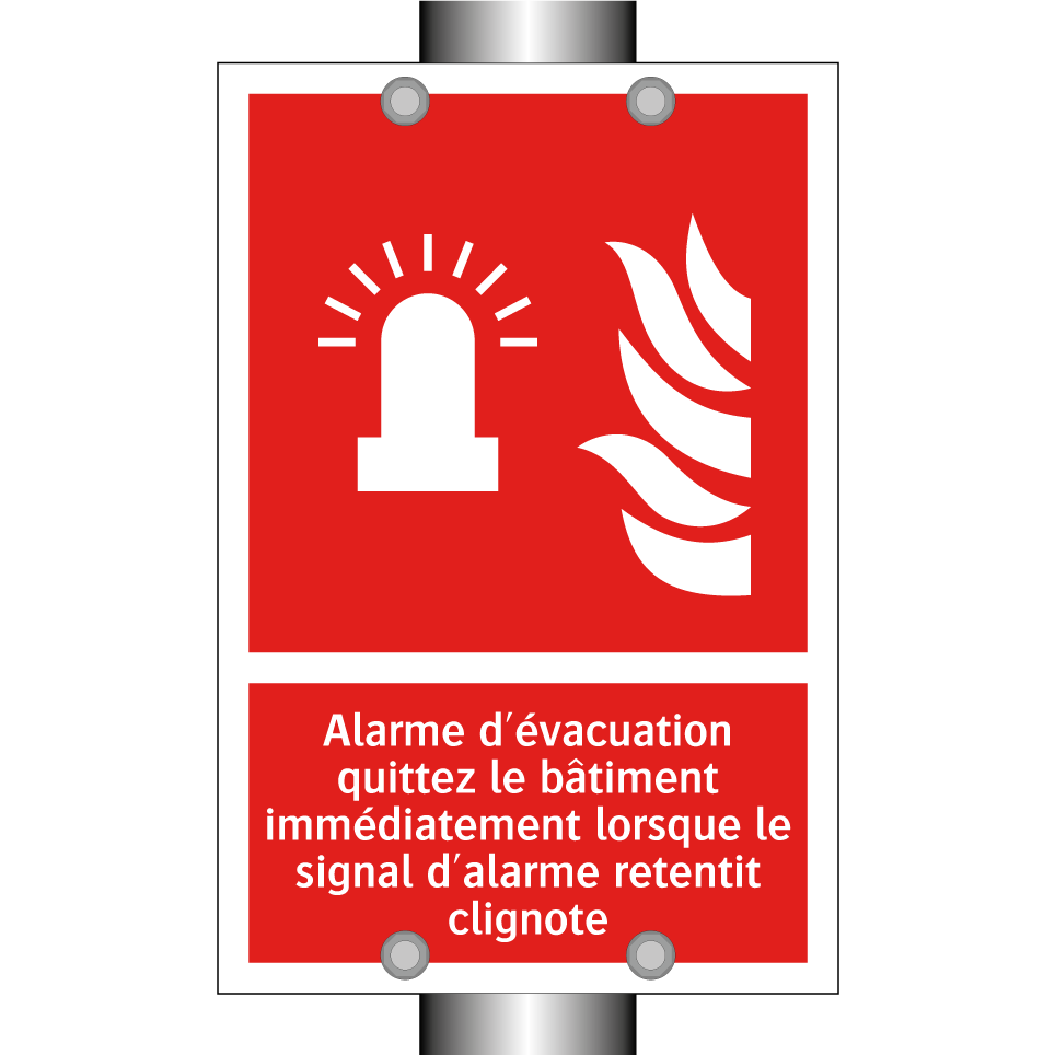Alarme d'évacuation quittez le bâtiment immédiatement lorsque le signal d'alarme retentit clignote