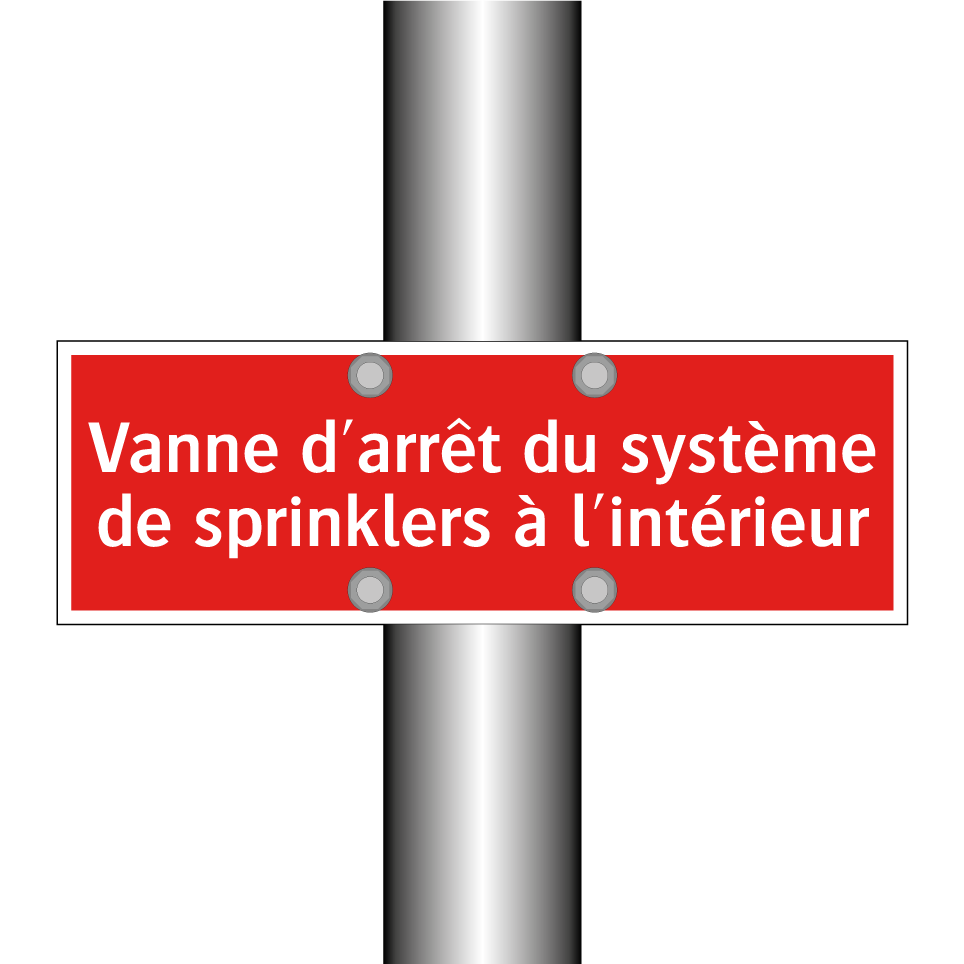 Vanne d'arrêt du système de sprinklers à l'intérieur