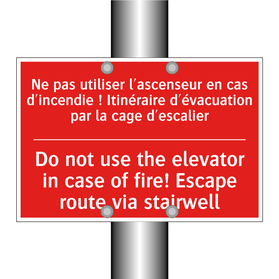 Ne pas utiliser l'ascenseur en /.../ - Do not use the elevator in case /.../