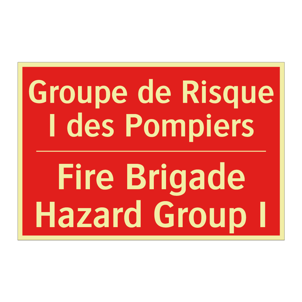 Groupe de Risque I des Pompiers /.../ - Fire Brigade Hazard Group I
