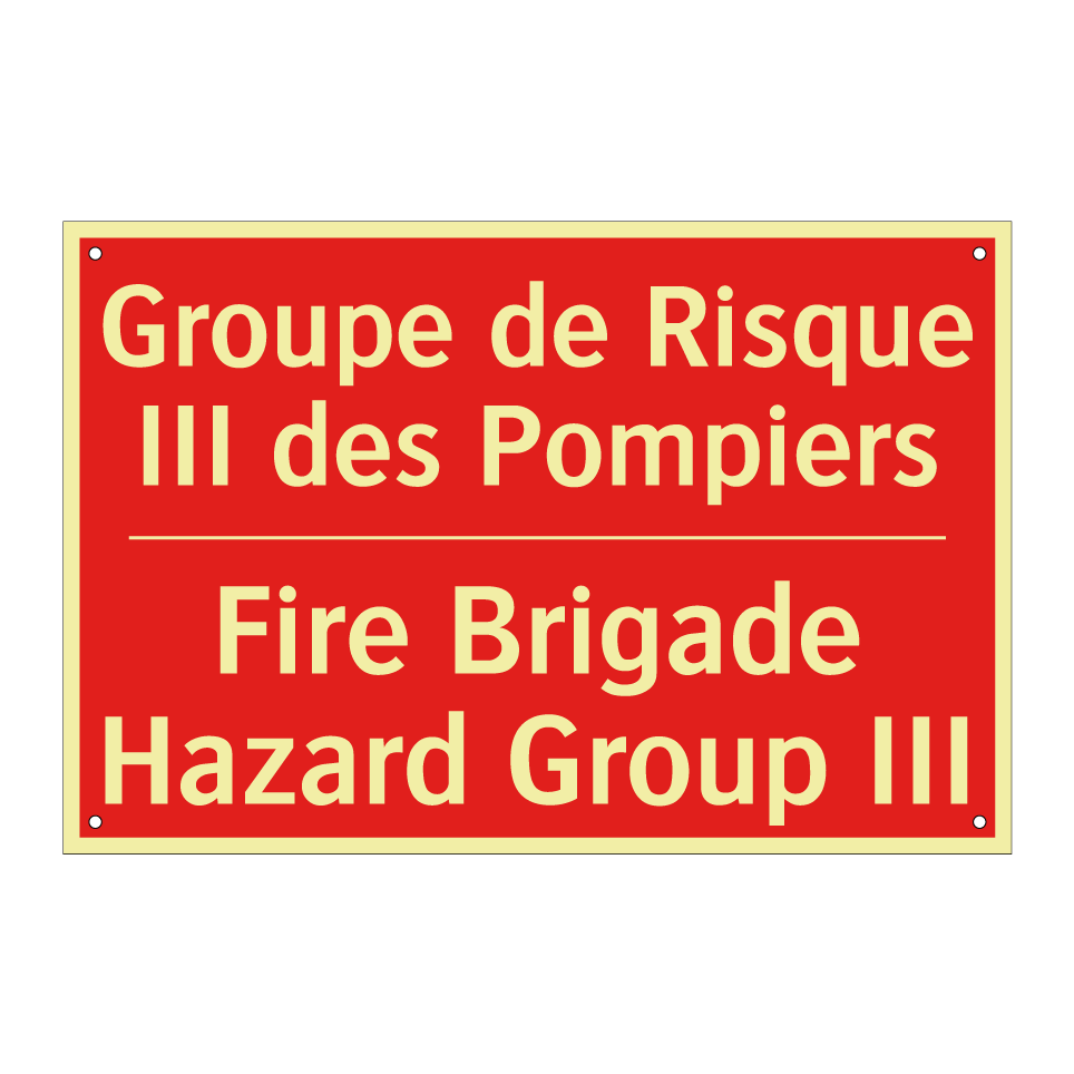 Groupe de Risque III des Pompiers /.../ - Fire Brigade Hazard Group III