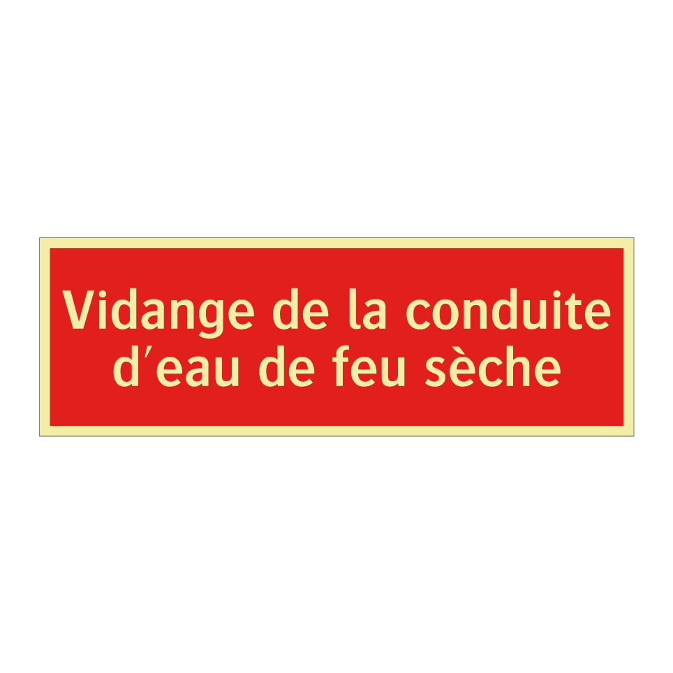 Vidange de la conduite d'eau de feu sèche