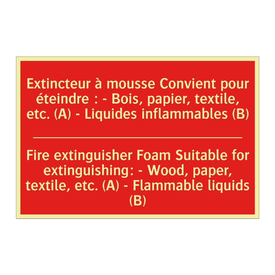 Extincteur à mousse Convient pour /.../ - Fire extinguisher Foam Suitable /.../