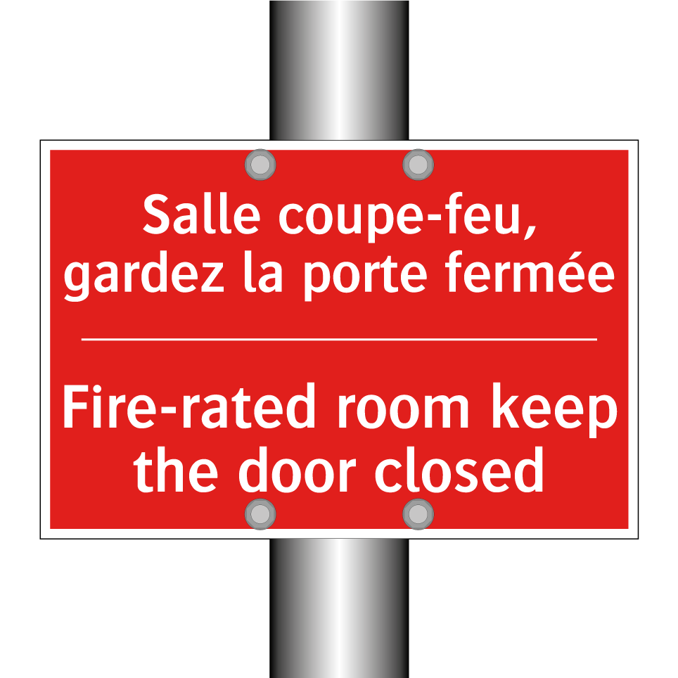 Salle coupe-feu, gardez la porte /.../ - Fire-rated room keep the door /.../