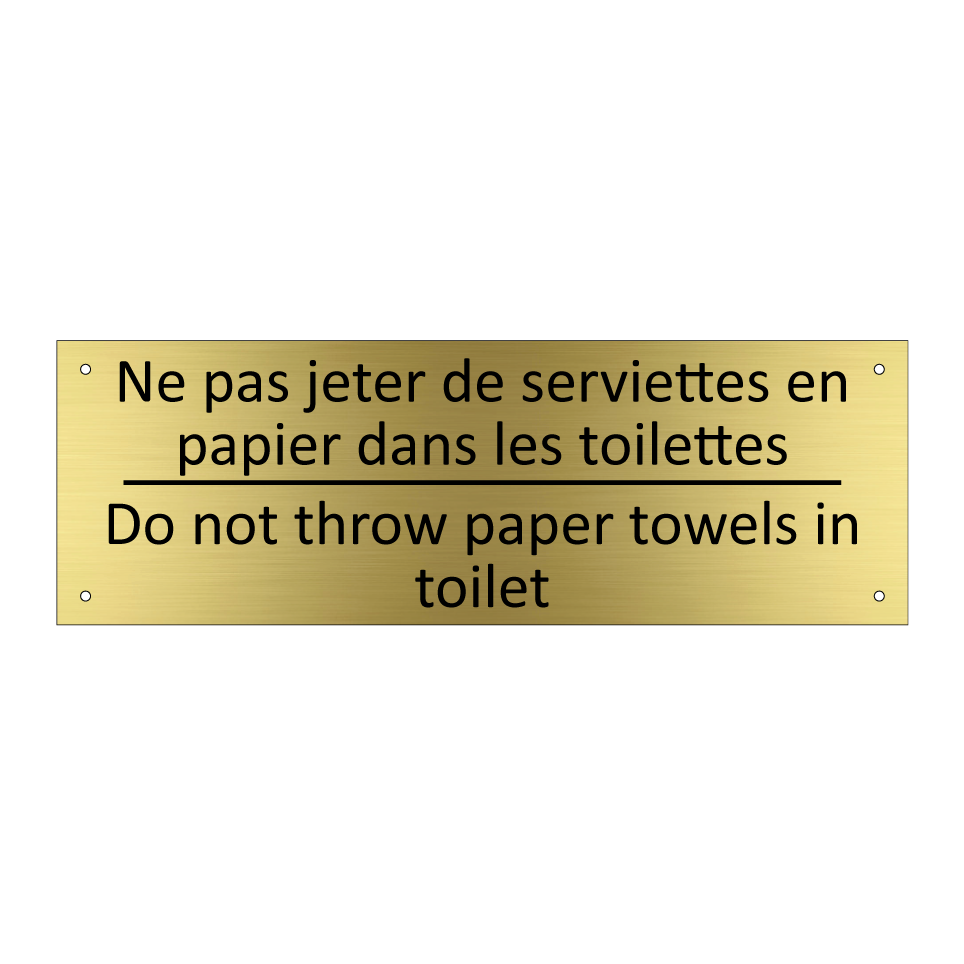 Ne pas jeter de serviettes en /.../ - Do not throw paper towels in toilet /.../