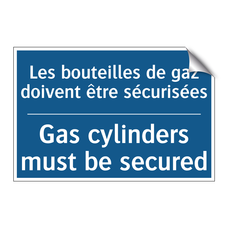 Les bouteilles de gaz doivent /.../ - Gas cylinders must be secured