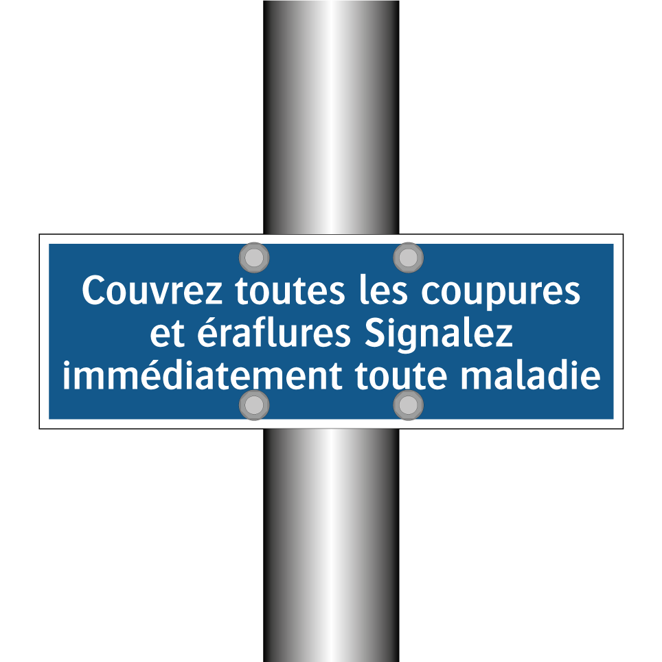 Couvrez toutes les coupures et éraflures Signalez immédiatement toute maladie