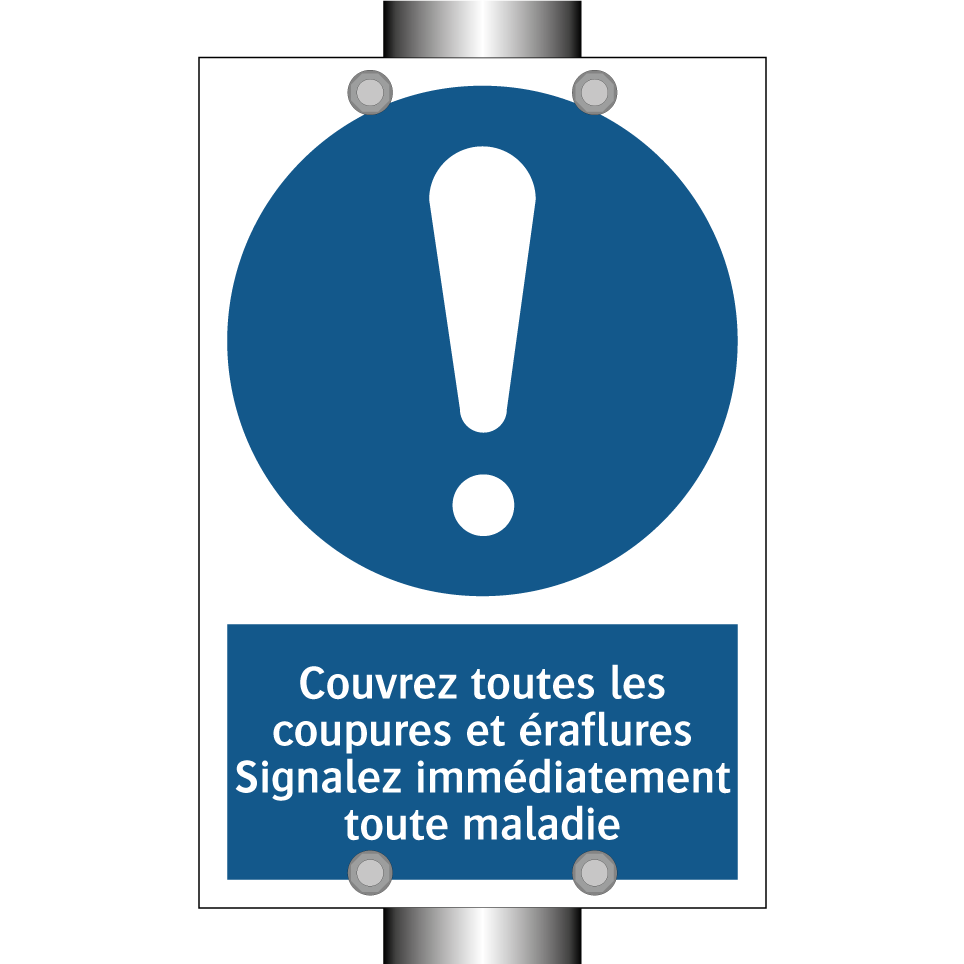 Couvrez toutes les coupures et éraflures Signalez immédiatement toute maladie