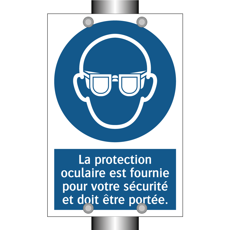La protection oculaire est fournie pour votre sécurité et doit être portée.
