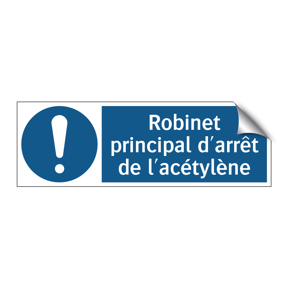 Robinet principal d'arrêt de l'acétylène