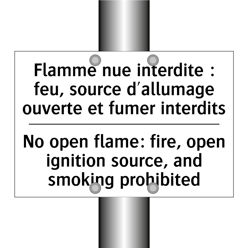 Flamme nue interdite : feu, source /.../ - No open flame: fire, open ignition /.../