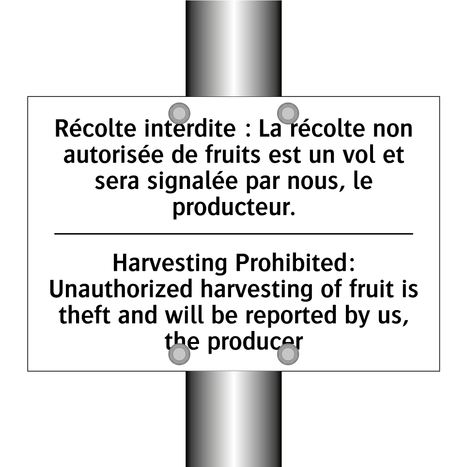 Récolte interdite : La récolte /.../ - Harvesting Prohibited: Unauthorized /.../