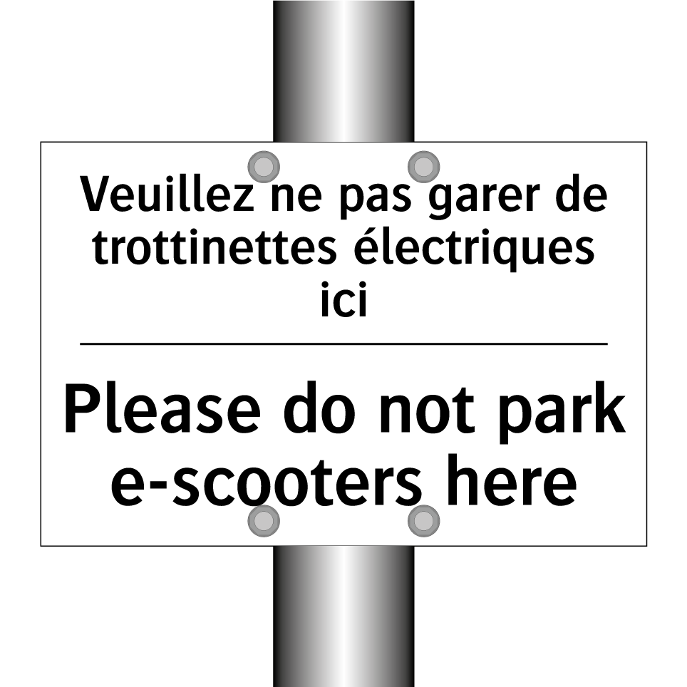 Veuillez ne pas garer de trottinettes /.../ - Please do not park e-scooters /.../