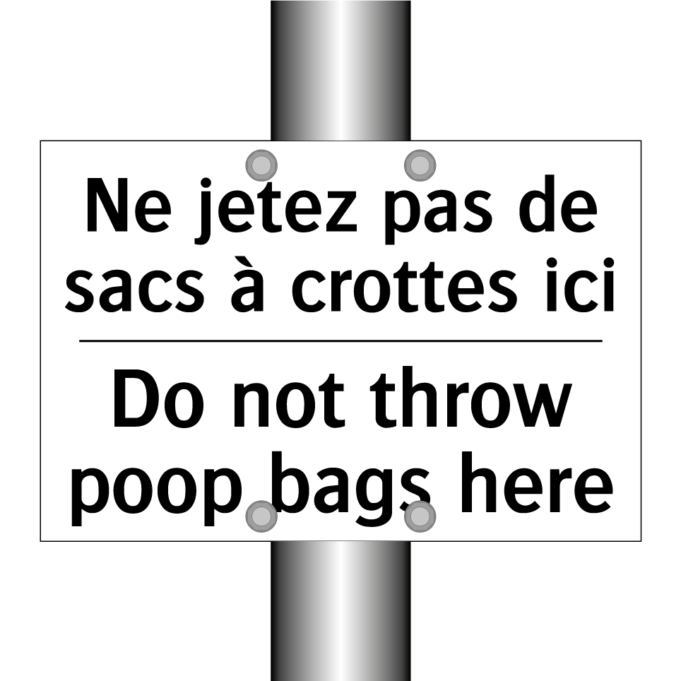 Ne jetez pas de sacs à crottes /.../ - Do not throw poop bags here