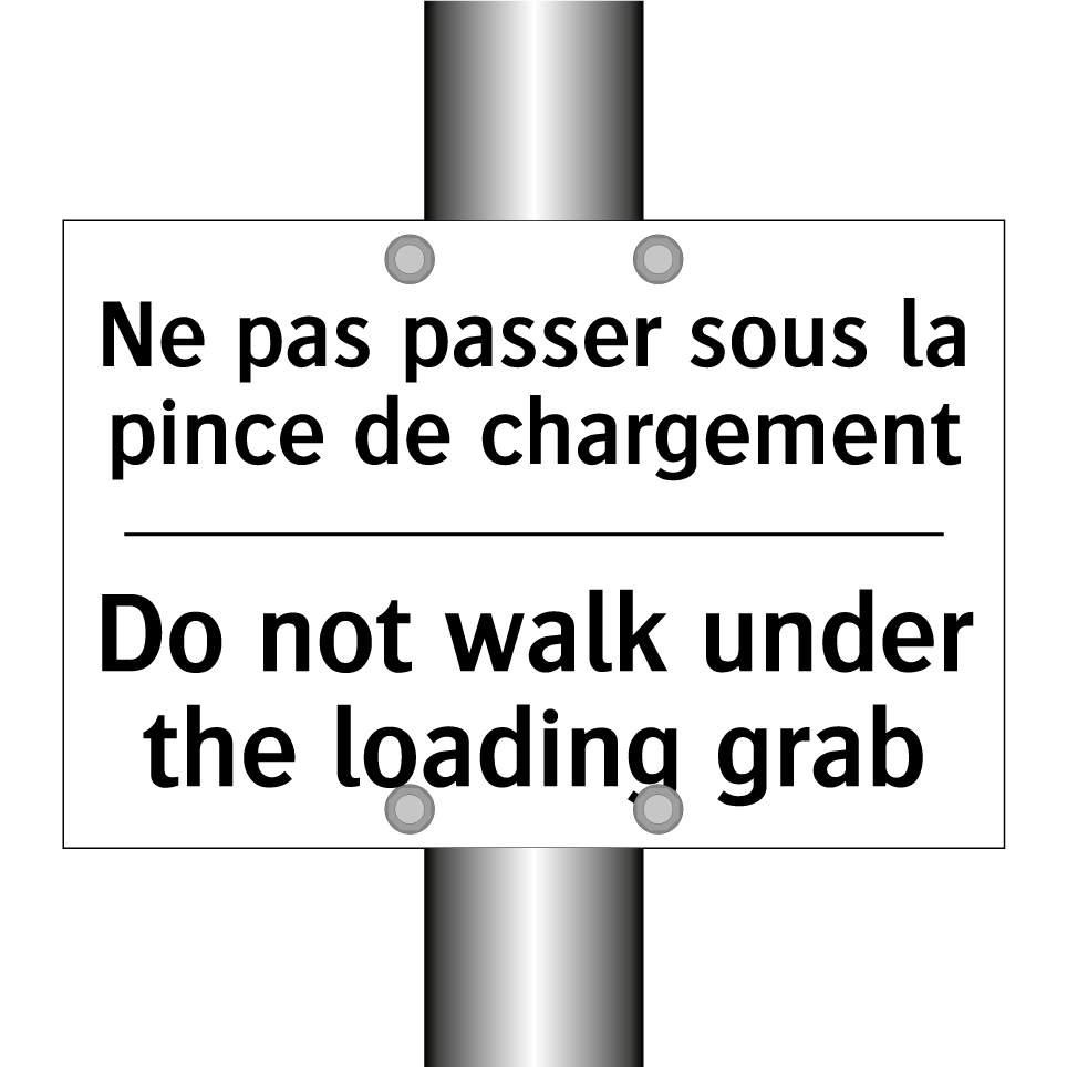 Ne pas passer sous la pince de /.../ - Do not walk under the loading /.../