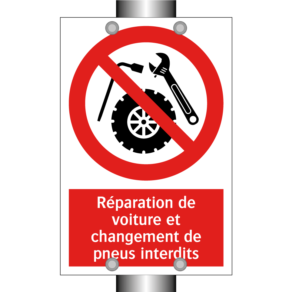 Réparation de voiture et changement de pneus interdits