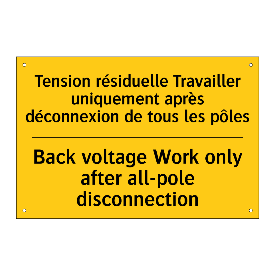 Tension résiduelle Travailler /.../ - Back voltage Work only after all-pole /.../