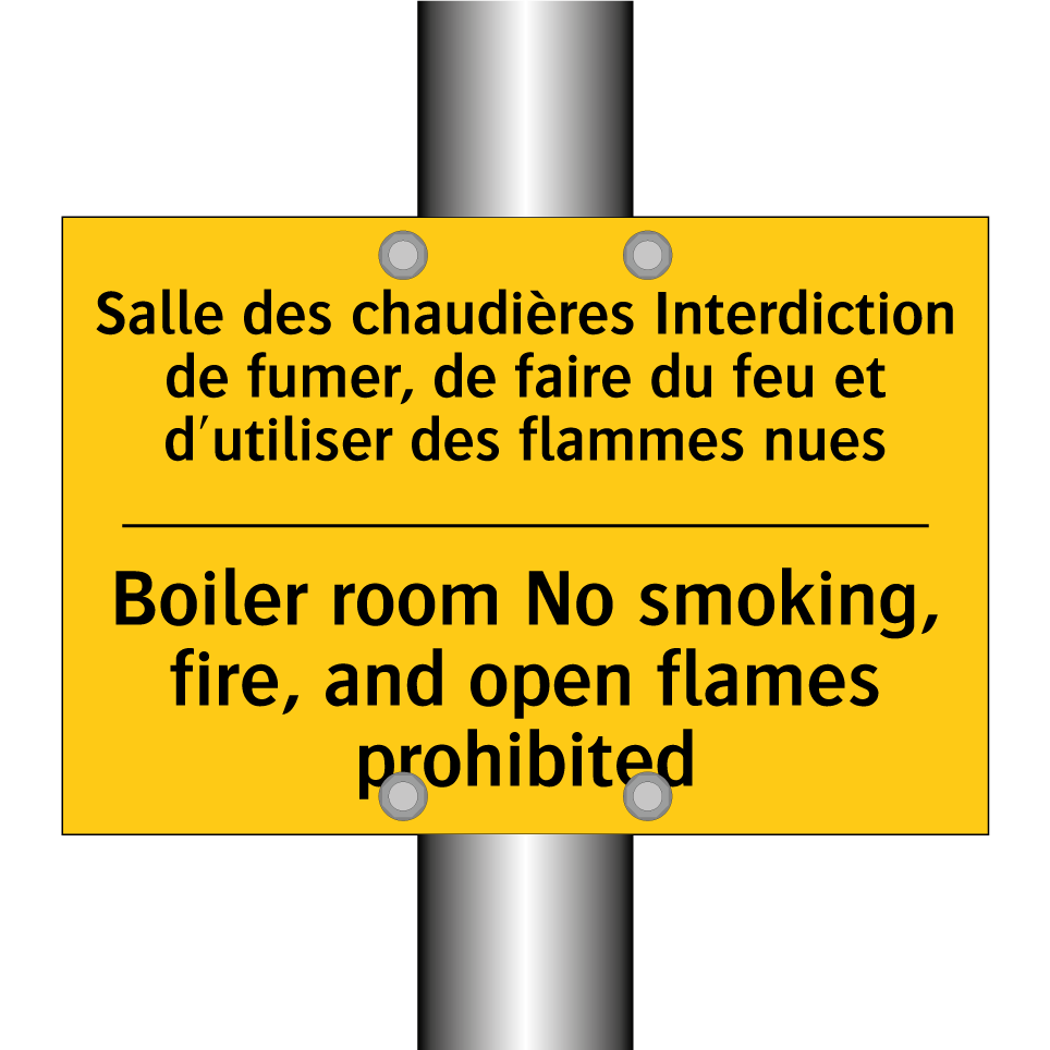 Salle des chaudières Interdiction /.../ - Boiler room No smoking, fire, /.../