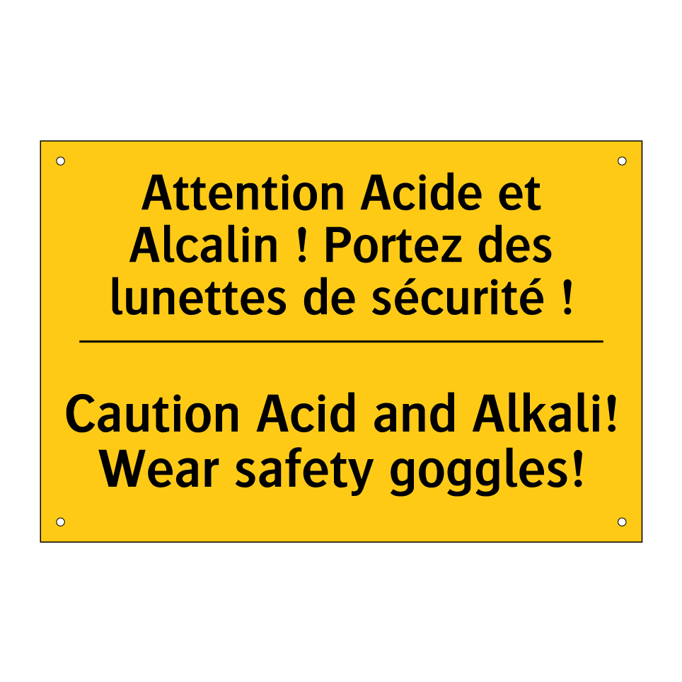 Attention Acide et Alcalin ! Portez /.../ - Caution Acid and Alkali! Wear /.../