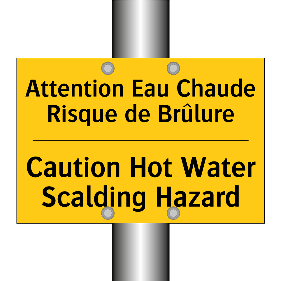 Attention Eau Chaude Risque de /.../ - Caution Hot Water Scalding Hazard /.../