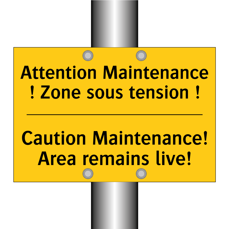 Attention Maintenance ! Zone sous /.../ - Caution Maintenance! Area remains /.../