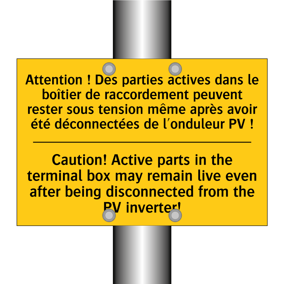 Attention ! Des parties actives /.../ - Caution! Active parts in the terminal /.../