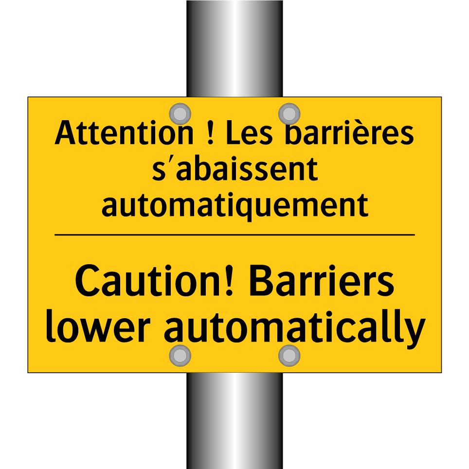 Attention ! Les barrières s'abaissent /.../ - Caution! Barriers lower automatically /.../