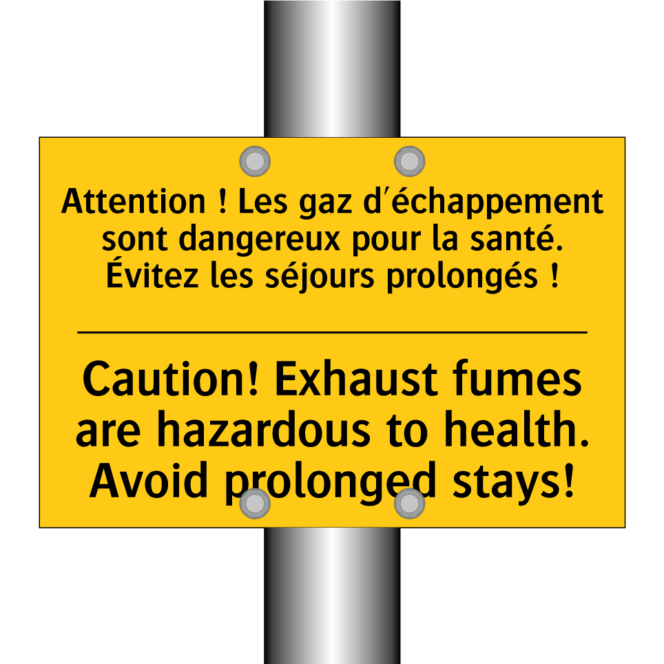 Attention ! Les gaz d'échappement /.../ - Caution! Exhaust fumes are hazardous /.../