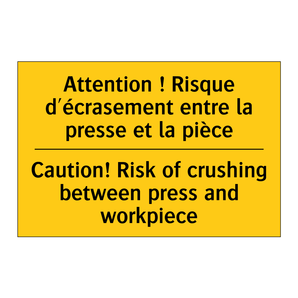 Attention ! Risque d'écrasement /.../ - Caution! Risk of crushing between /.../