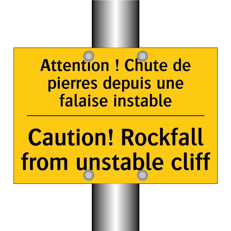 Attention ! Chute de pierres depuis /.../ - Caution! Rockfall from unstable /.../