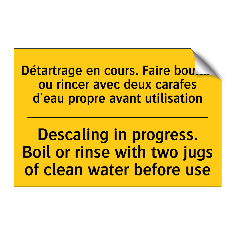 Détartrage en cours. Faire bouillir /.../ - Descaling in progress. Boil or /.../