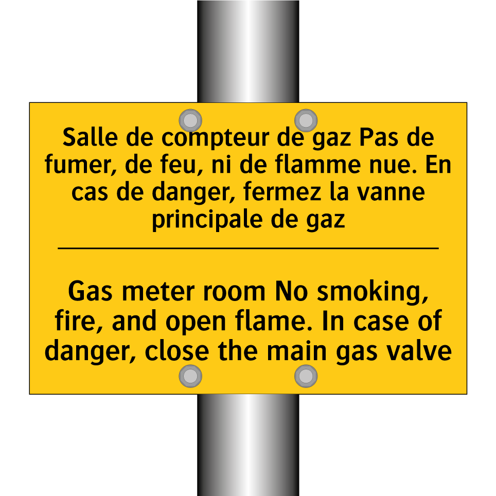 Salle de compteur de gaz Pas de /.../ - Gas meter room No smoking, fire, /.../