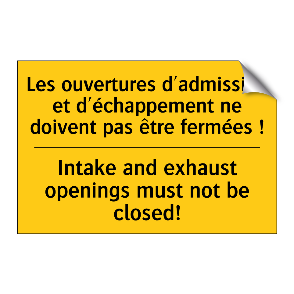 Les ouvertures d'admission et /.../ - Intake and exhaust openings must /.../