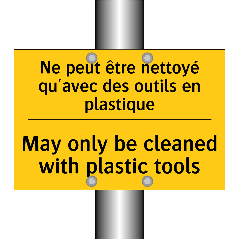 Ne peut être nettoyé qu'avec des /.../ - May only be cleaned with plastic /.../