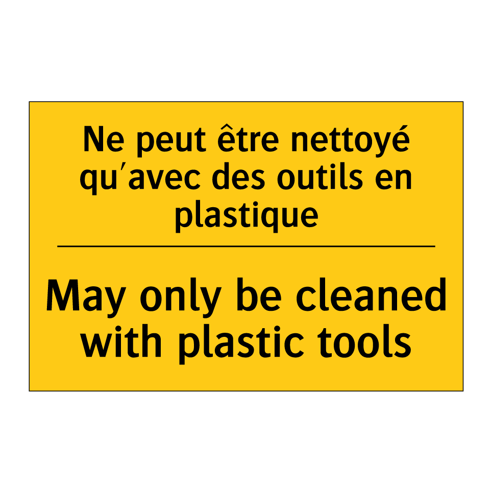 Ne peut être nettoyé qu'avec des /.../ - May only be cleaned with plastic /.../