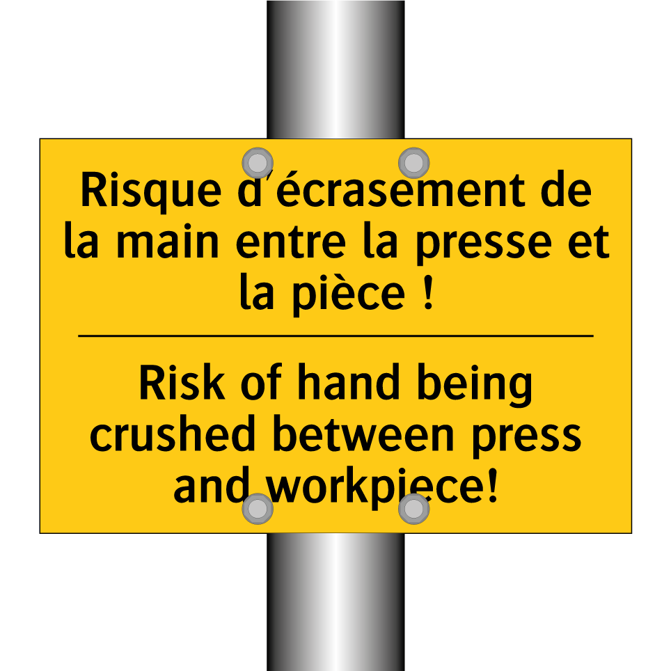 Risque d'écrasement de la main /.../ - Risk of hand being crushed between /.../