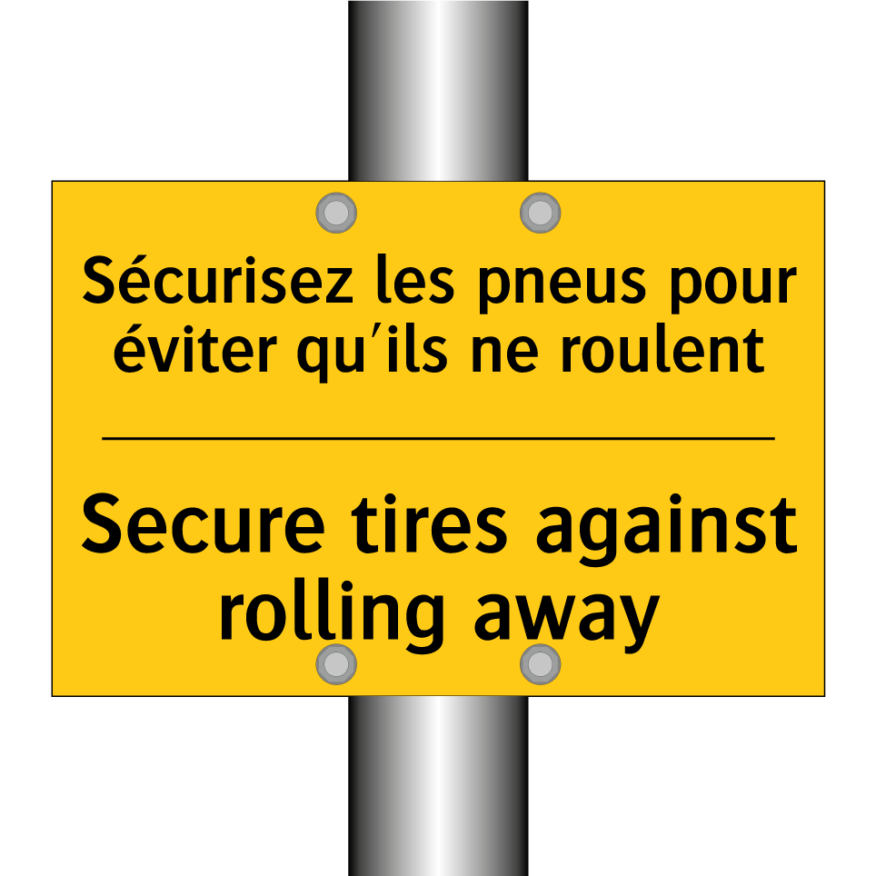 Sécurisez les pneus pour éviter /.../ - Secure tires against rolling away /.../