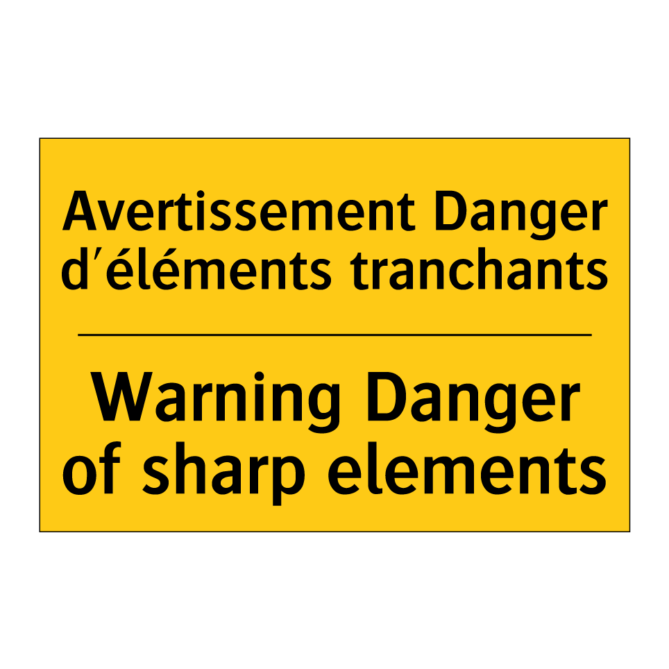 Avertissement Danger d'éléments /.../ - Warning Danger of sharp elements /.../