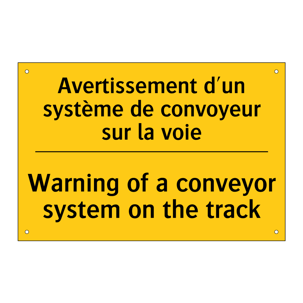 Avertissement d'un système de /.../ - Warning of a conveyor system on /.../