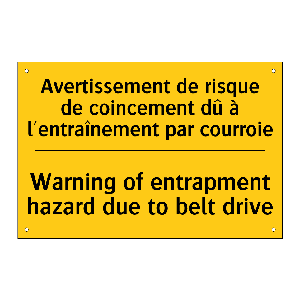 Avertissement de risque de coincement /.../ - Warning of entrapment hazard due /.../