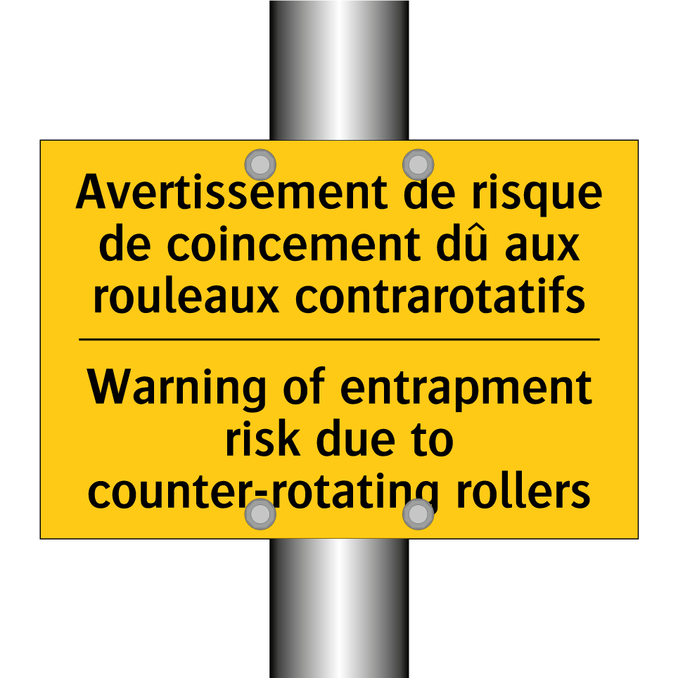 Avertissement de risque de coincement /.../ - Warning of entrapment risk due /.../