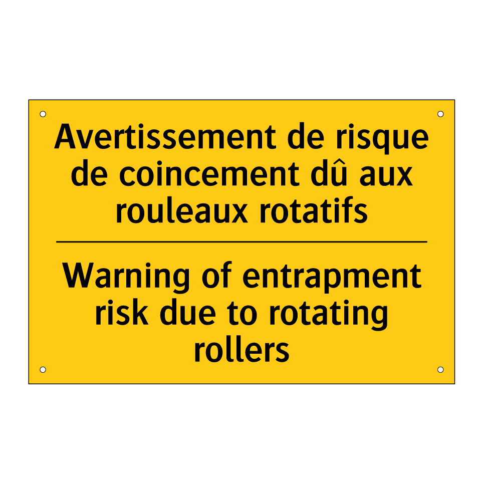 Avertissement de risque de coincement /.../ - Warning of entrapment risk due /.../