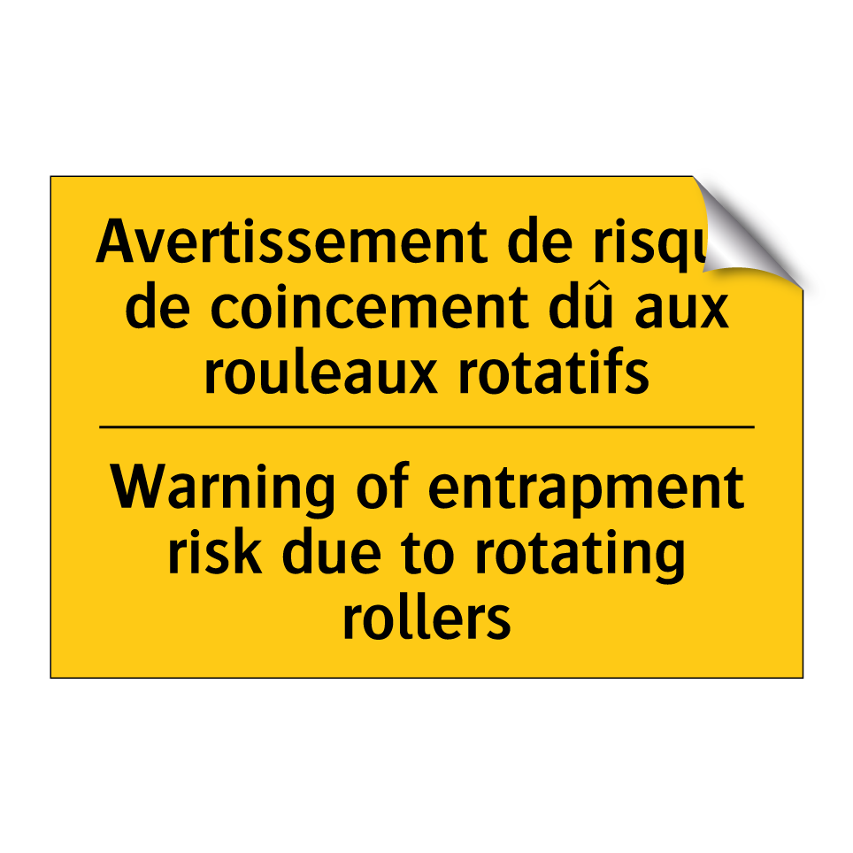 Avertissement de risque de coincement /.../ - Warning of entrapment risk due /.../