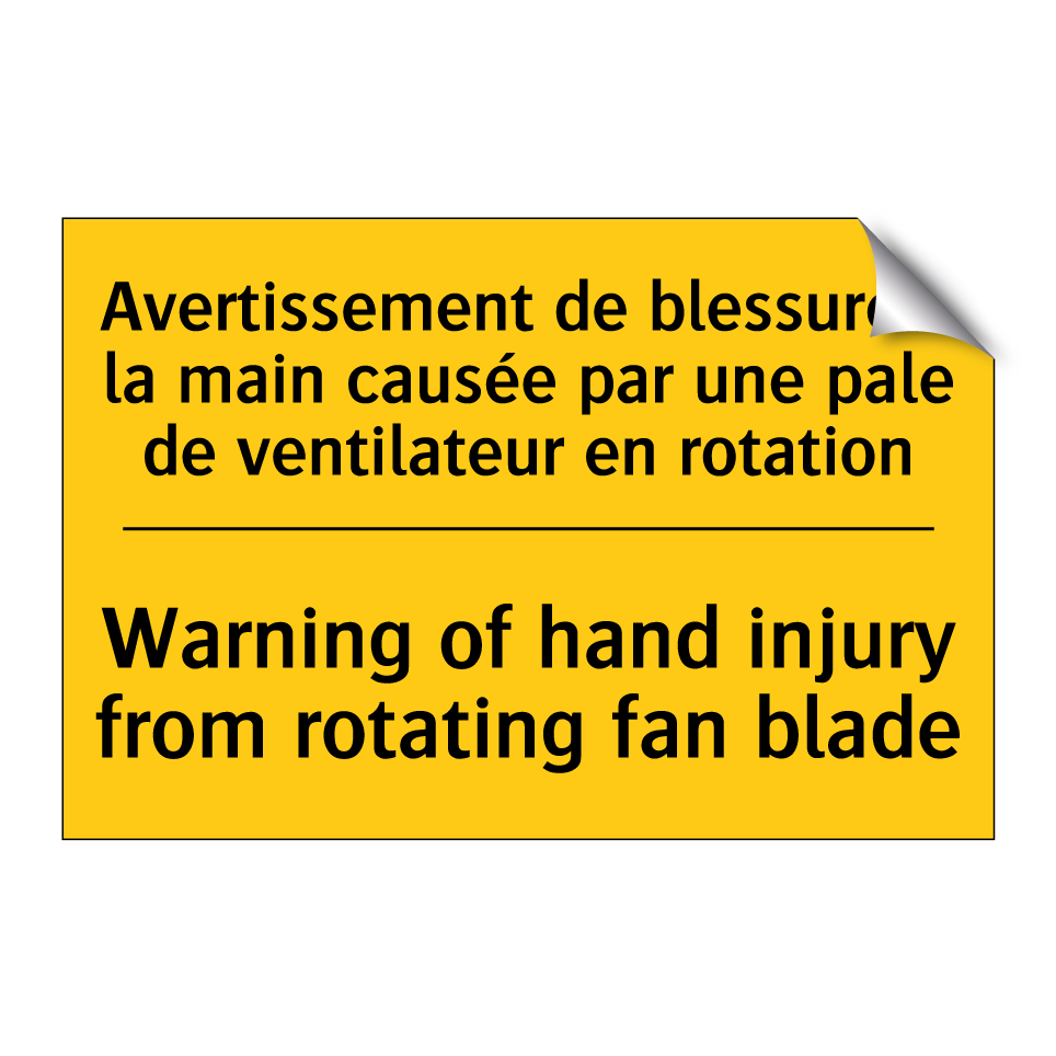 Avertissement de blessure à la /.../ - Warning of hand injury from rotating /.../