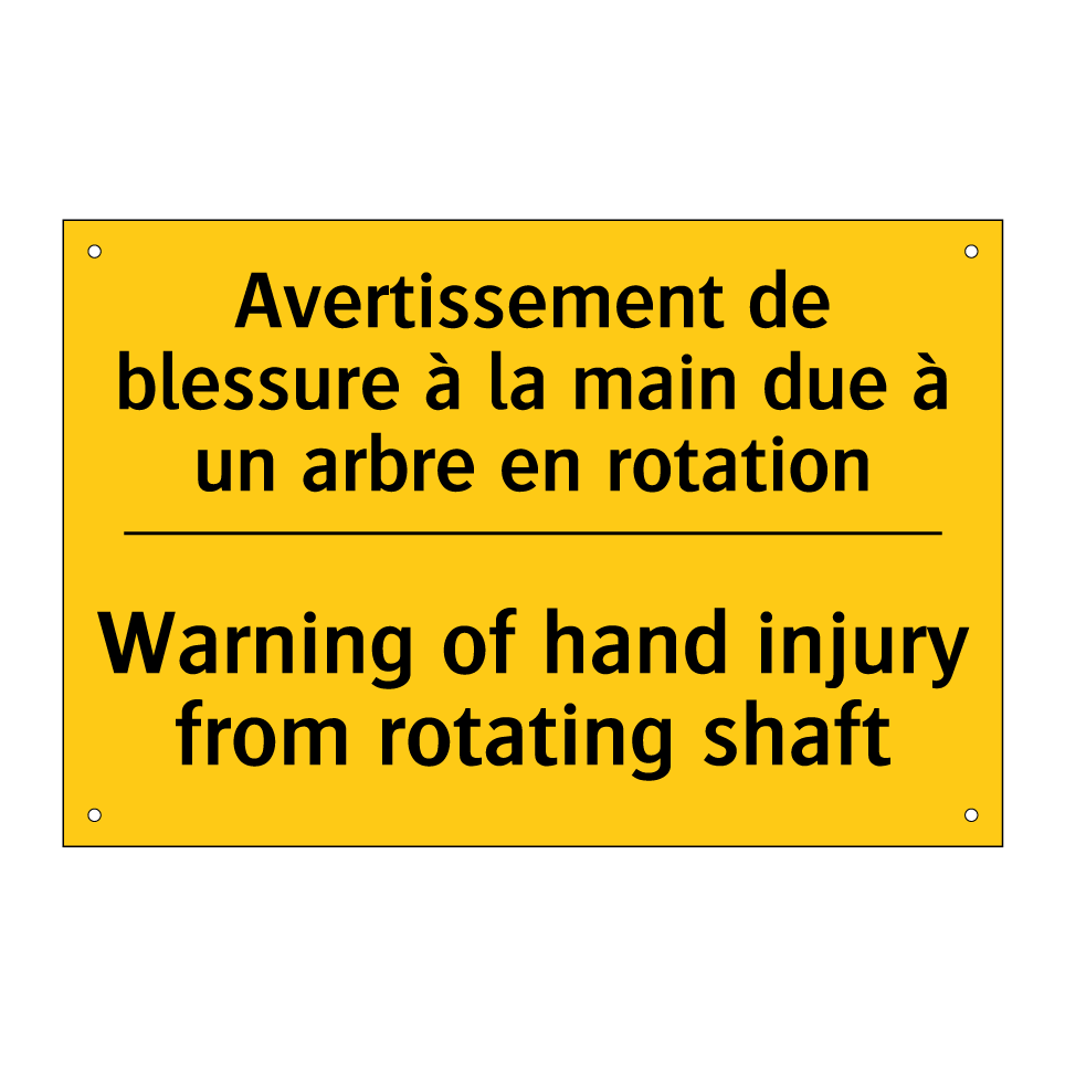 Avertissement de blessure à la /.../ - Warning of hand injury from rotating /.../