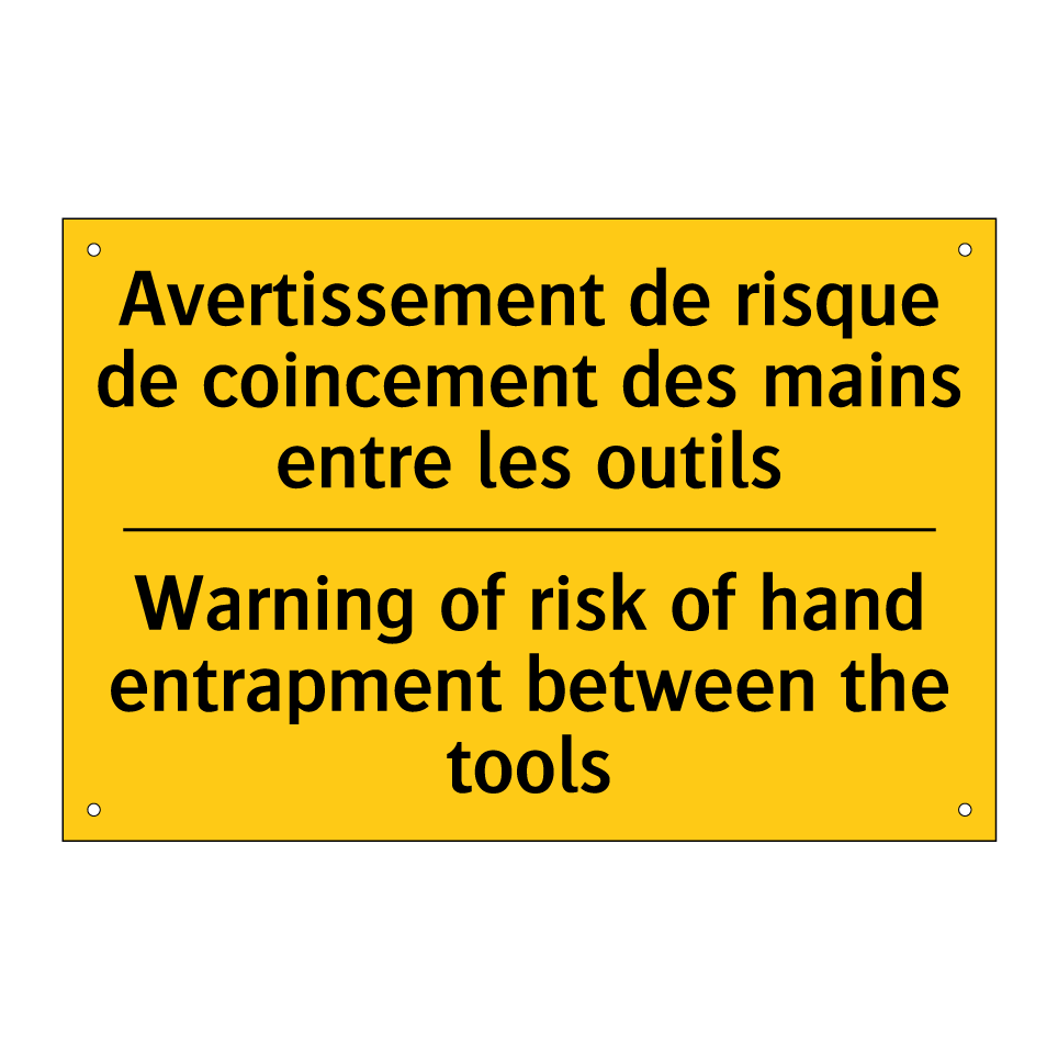 Avertissement de risque de coincement /.../ - Warning of risk of hand entrapment /.../